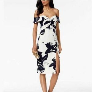 Bardot Botannica off the shoulder dress in Camilla navy floral size 8